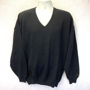 Vintage 90s St Croix Shop Sweater Mens Large Black V Neck Knit Baggy Relaxed